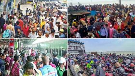 ঈদযাত্রায় ঘরমুখো মানুষের ঢল