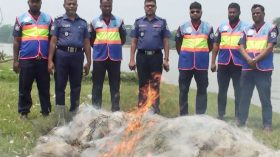 বাউফলে নিষিদ্ধ কারেন্ট জাল জব্দ