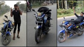 বাইক স্টান্টে মানুষকে মুগ্ধ করেন ভোলার ইমন
