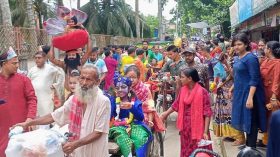 কাউখালীতে শ্রীকৃষ্ণের জন্মাষ্টমী উপলক্ষে মঙ্গল শোভাযাত্রা