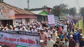 ফিলিস্তিনে ইসরাইলি হামলার প্রতিবাদে নাজিরপুরে বিক্ষোভ