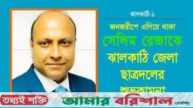ঝালকাঠি-১ আসনে সংসদ সদস্য প্রার্থী সেলিম রেজা জনজরীপে এগিয়ে