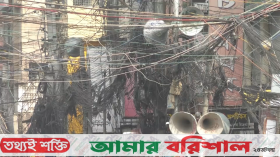 বিদ্যুতের খুঁটিতে ঝুলন্ত তারের জট, এখন আতঙ্ক