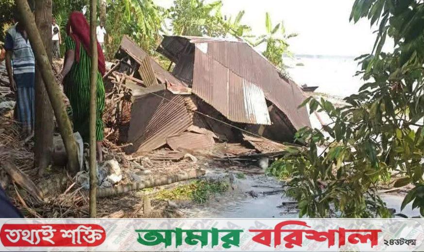 হঠাৎ ভাঙনে বসতঘরসহ গাছপালা নদীগর্ভে