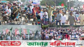 বরিশালে ব্যতিক্রমী এক রিকশা র‌্যালীর মাধ্যমে ধানের শীষের প্রচার