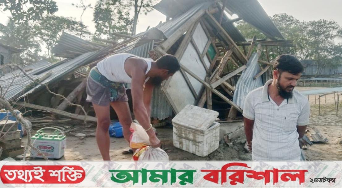 কালবৈশাখী ঝড়ের তাণ্ডবে ভোলায় অর্ধশতাধিক ঘরবাড়ি বিধ্বস্ত