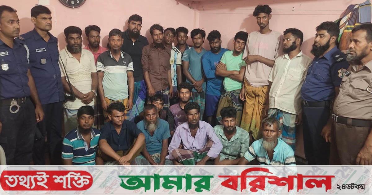 মেঘনায় ২০ জেলে আটক, জাল জব্দ